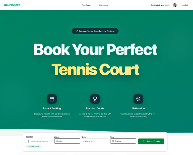 CourtShare - Premium Tennis Court Booking Platform